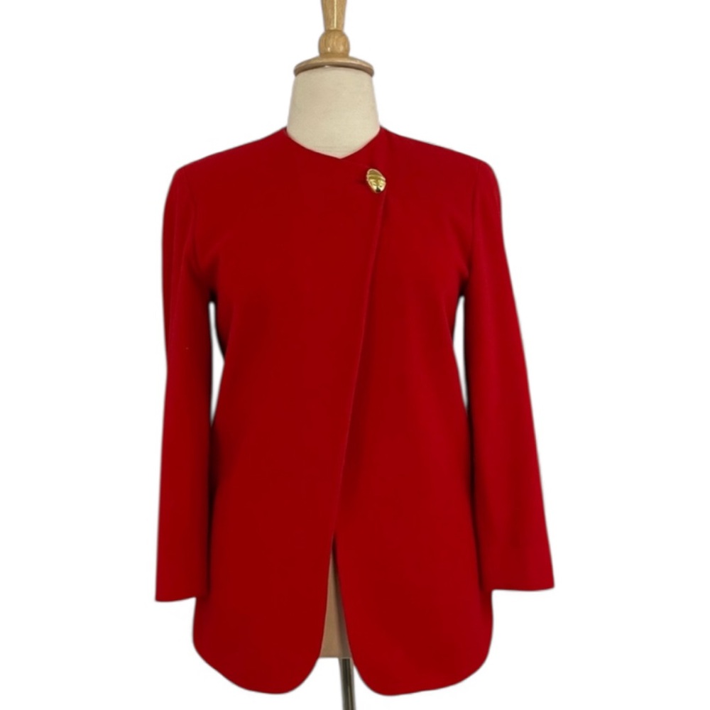 Vintage Wool Cashmere‎ Blazer Jacket Women’s 8 Long Sleeve Crew Neck Preppy
